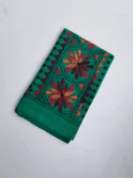 Green Cotton Kantha Stitch Blouse Piece - Image 3