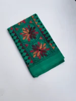 Green Cotton Kantha Stitch Blouse Piece - Image 2