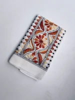 White Cotton Kantha Stitch Blouse Piece - Image 3