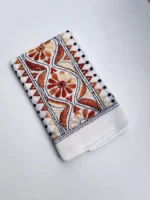 White Cotton Kantha Stitch Blouse Piece - Image 2