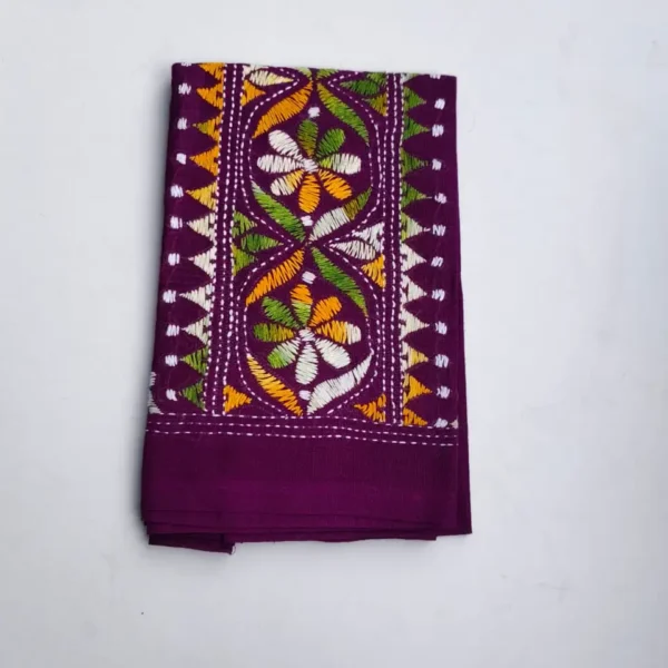 Purple Cotton Kantha Stitch Blouse Piece