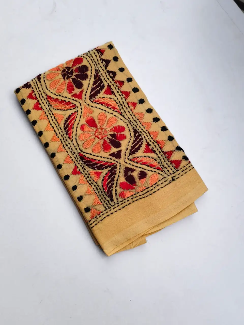 1000250106.webp Beige colour Cotton Kantha Stitch Blouse - Image 3