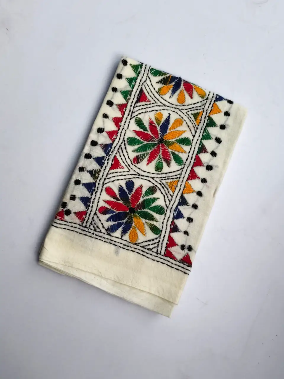 1000250108.webp White Cotton Kantha Stitch Blouse Piece - Image 3