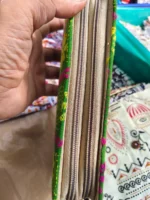 Kantha Stitch Cotton Zip Wallet – Double Zipper Compartments - Image 5