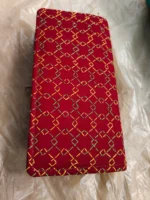 Kantha Stitch Cotton Zip Wallet – Double Zipper Compartments Red - Image 5