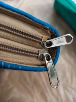 Kantha Stitch Cotton Zip Wallet – Double Zipper Compartments - Image 3