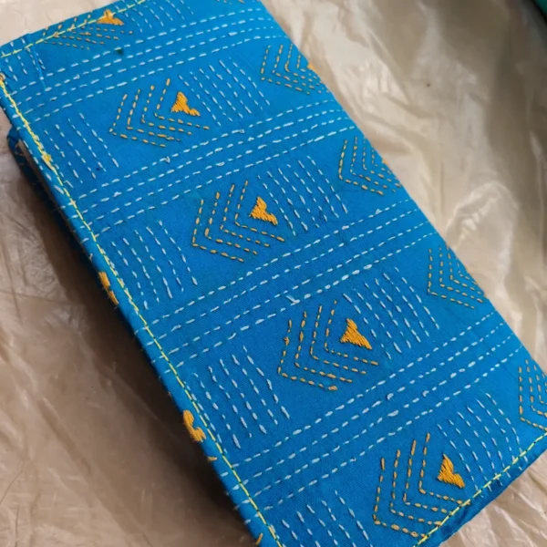 Kantha Stitch Cotton Zip Wallet – Double Zipper Compartments