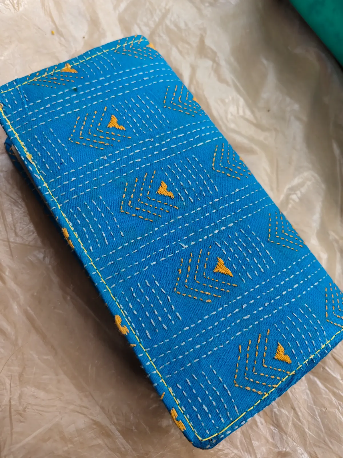 1000527526.webp Kantha Stitch Cotton Zip Wallet – Double Zipper Compartments - Image 1