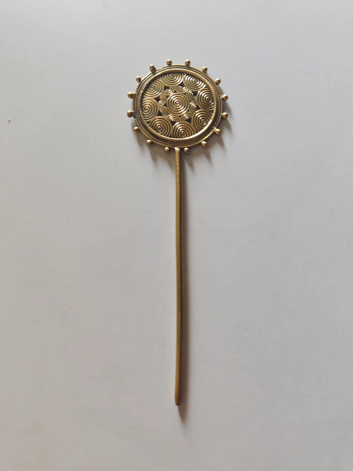 1000527793.webp Handcrafted Brass Hair Pin – Traditional Round Mandala Design - Image 3