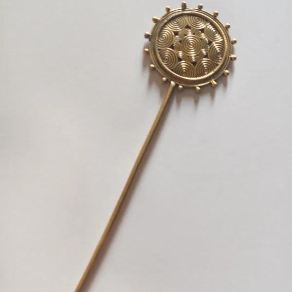 Handcrafted Brass Hair Pin – Traditional Round Mandala Design