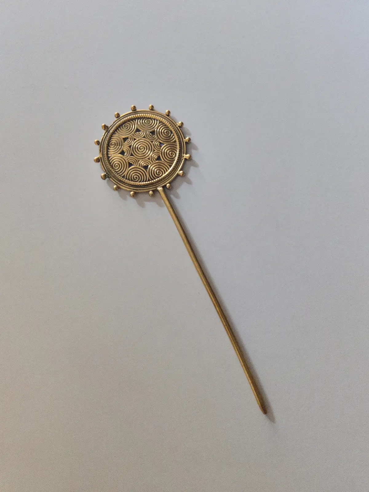 1000527797.webp Handcrafted Brass Hair Pin – Traditional Round Mandala Design - Image 2