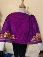 Purple Silk Kantha Stitch Blouse Material – Hand Embroidered Lotus Motif - Image 8