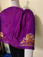 Purple Silk Kantha Stitch Blouse Material – Hand Embroidered Lotus Motif - Image 5