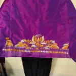 Purple Silk Kantha Stitch Blouse Material – Hand Embroidered Lotus Motif