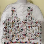 White Silk Kantha Blouse Material – Multicolor Fish Motif Hand Stitch