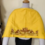 Yellow Cotton Kantha Stitch Blouse Material – Hand Embroidered Lotus Border