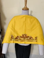 Yellow Cotton Kantha Stitch Blouse Material – Hand Embroidered Lotus Border