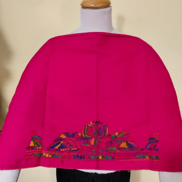 Rani Cotton Kantha Stitch Blouse Material – Hand Embroidered Lotus Border