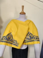 Kantha Blouse Piece yellow colour - Image 4