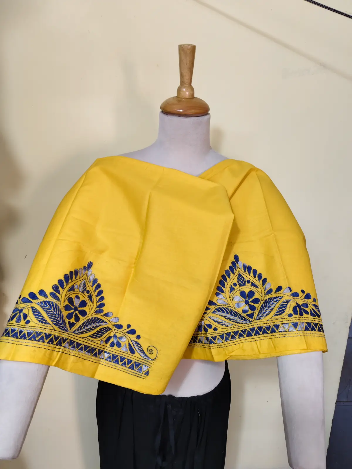 1000528092.webp Kantha Blouse Piece yellow colour - Image 4