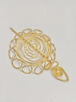 Brass Spiral Hair Bun Cage with Stick Pin – Gold Tone - Image 3