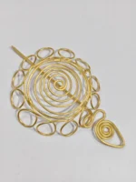 Brass Spiral Hair Bun Cage with Stick Pin – Gold Tone