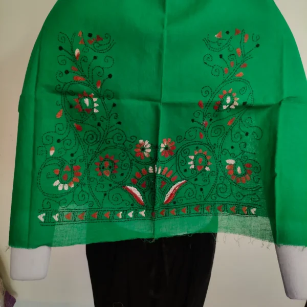 Green Kantha Stitch Blouse One Piece