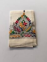 White Kantha Stitch Blouse Material Multicolor Threadwork - Image 4