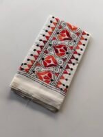 White Kantha Stitch Blouse Material - Image 4