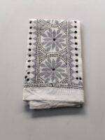 White Kantha Work Blouse Piece - Silver Colour Threadwork
