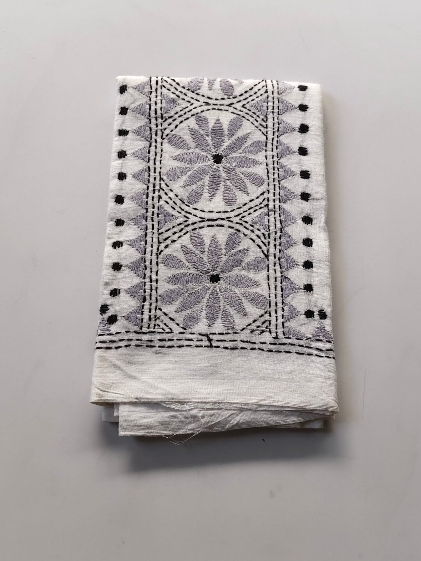 IMG_20251028_161449 White Kantha Work Blouse Piece - Silver Colour Threadwork - Image 1