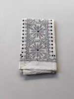 White Kantha Work Blouse Piece - Silver Colour Threadwork - Image 2