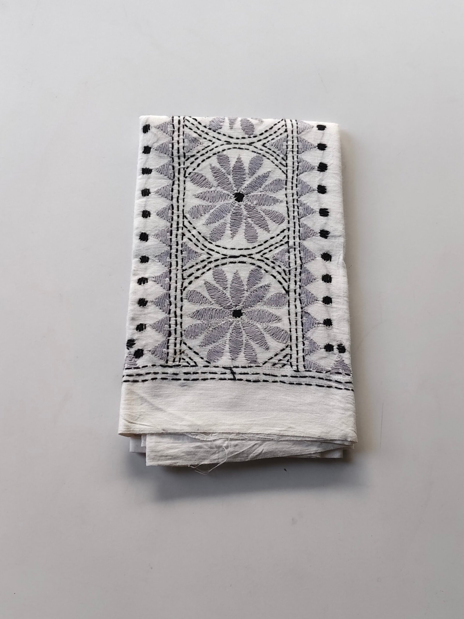 IMG_20251028_161456 White Kantha Work Blouse Piece - Silver Colour Threadwork - Image 2