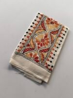 White Kantha Work Blouse Piece - Hand Embedded - Image 4