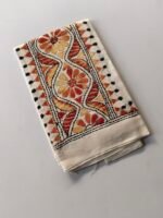 White Kantha Work Blouse Piece - Hand Embedded - Image 3