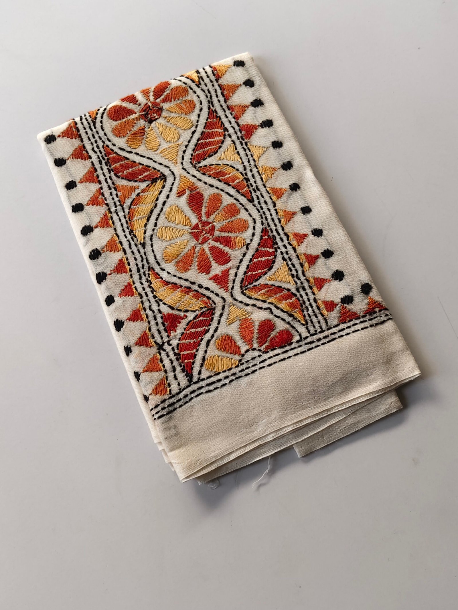 IMG_20251028_161520 White Kantha Work Blouse Piece - Hand Embedded - Image 3
