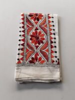 White Kantha work blouse piece for Women