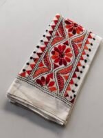 White Kantha work blouse piece for Women - Image 2