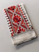 White Kantha work blouse piece for Women - Image 3