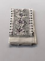 White Kantha Stitch Blouse Material for Women
