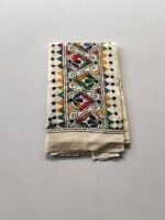 White Kantha Work Blouse Piece - Multicolor Hand Embedded - Image 2