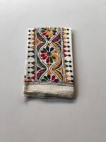 White Kantha Work Blouse Piece - Multi-colored flower design - Image 4