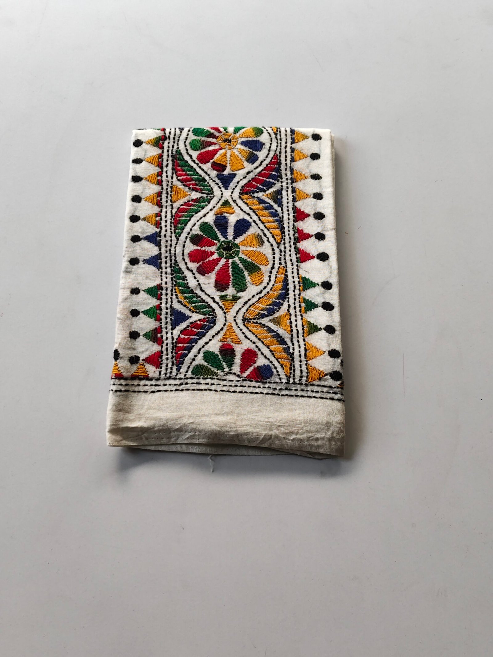 IMG_20251028_161730 White Kantha Work Blouse Piece - Multi-colored flower design - Image 4