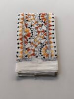 White Kantha Work Blouse Piece