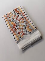 White Kantha Work Blouse Piece - Image 2