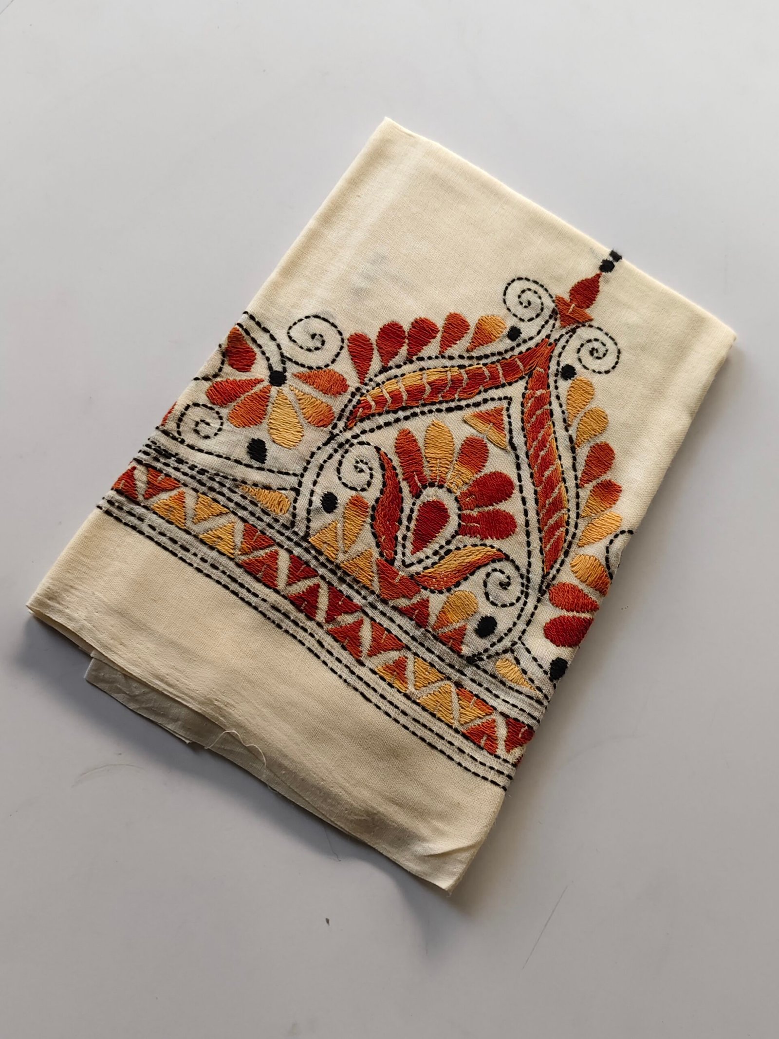 IMG_20251028_161757 Kantha Work Blouse Piece - White - Image 2