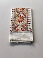 Kantha Work Blouse Piece White - Maroon Threadwork