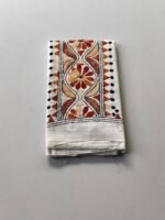 Kantha Work Blouse Piece White - Maroon Threadwork - Image 2