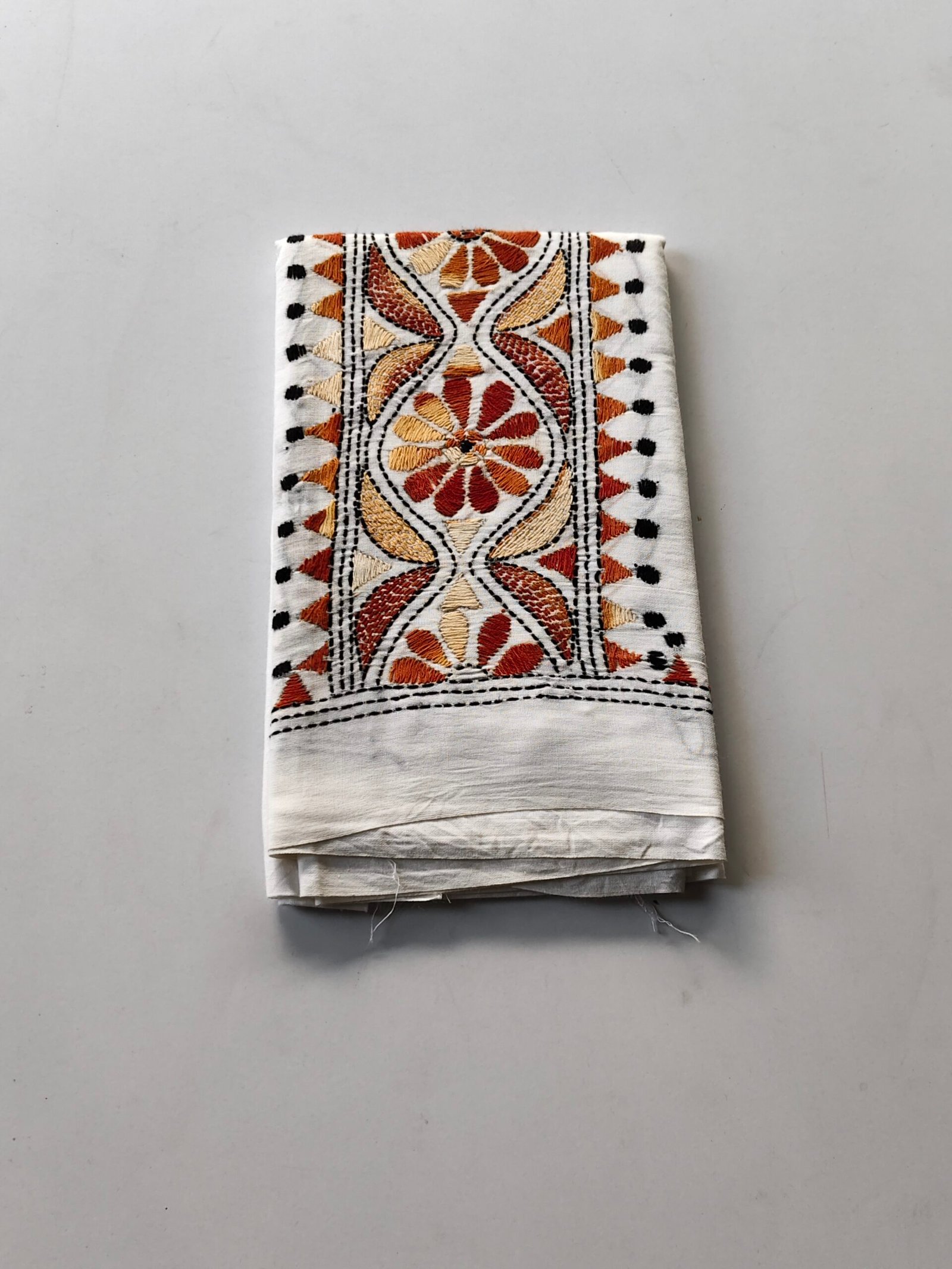 IMG_20251028_161818 Kantha Work Blouse Piece White - Maroon Threadwork - Image 2