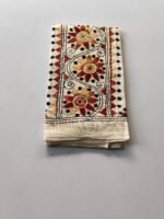 Kantha Work Blouse Piece White - Maroon Threadwork